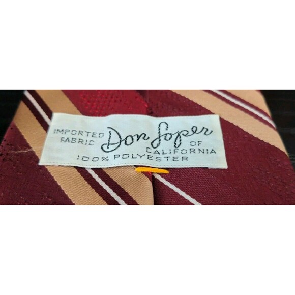 1970’s Don Loper Beverly Hills Men's Necktie 100% Poly Fat 4" 56" Red Striped - Picture 4 of 5